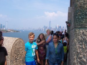 2015 09 02 09 Colin, Sarah, Sue on Statue of Liberty, NYC